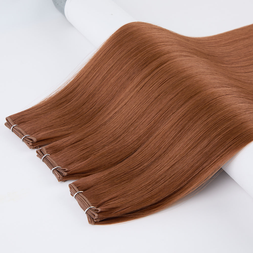 Copper hand-tied weft, double-drawn